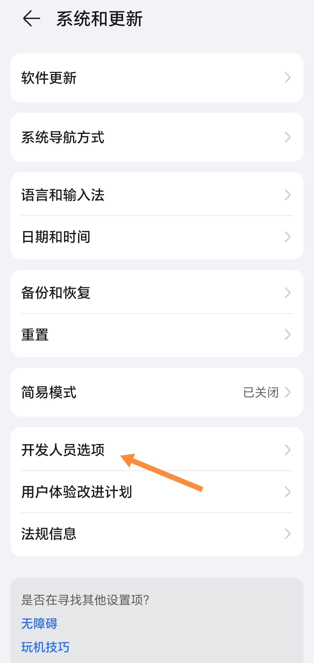 开发人员选项